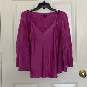 Talbots mauve cami and cardigan set